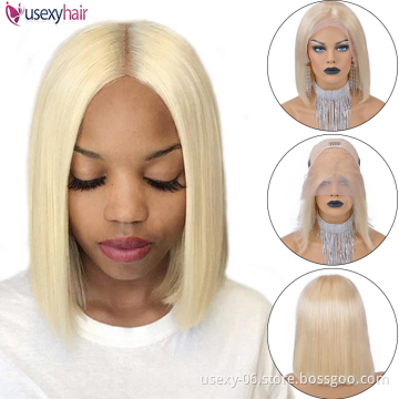 Best Quality Raw Indian Hair Blonde Bob Wig Virgin 613 Human Hair Lace Front Wig With Baby Hair